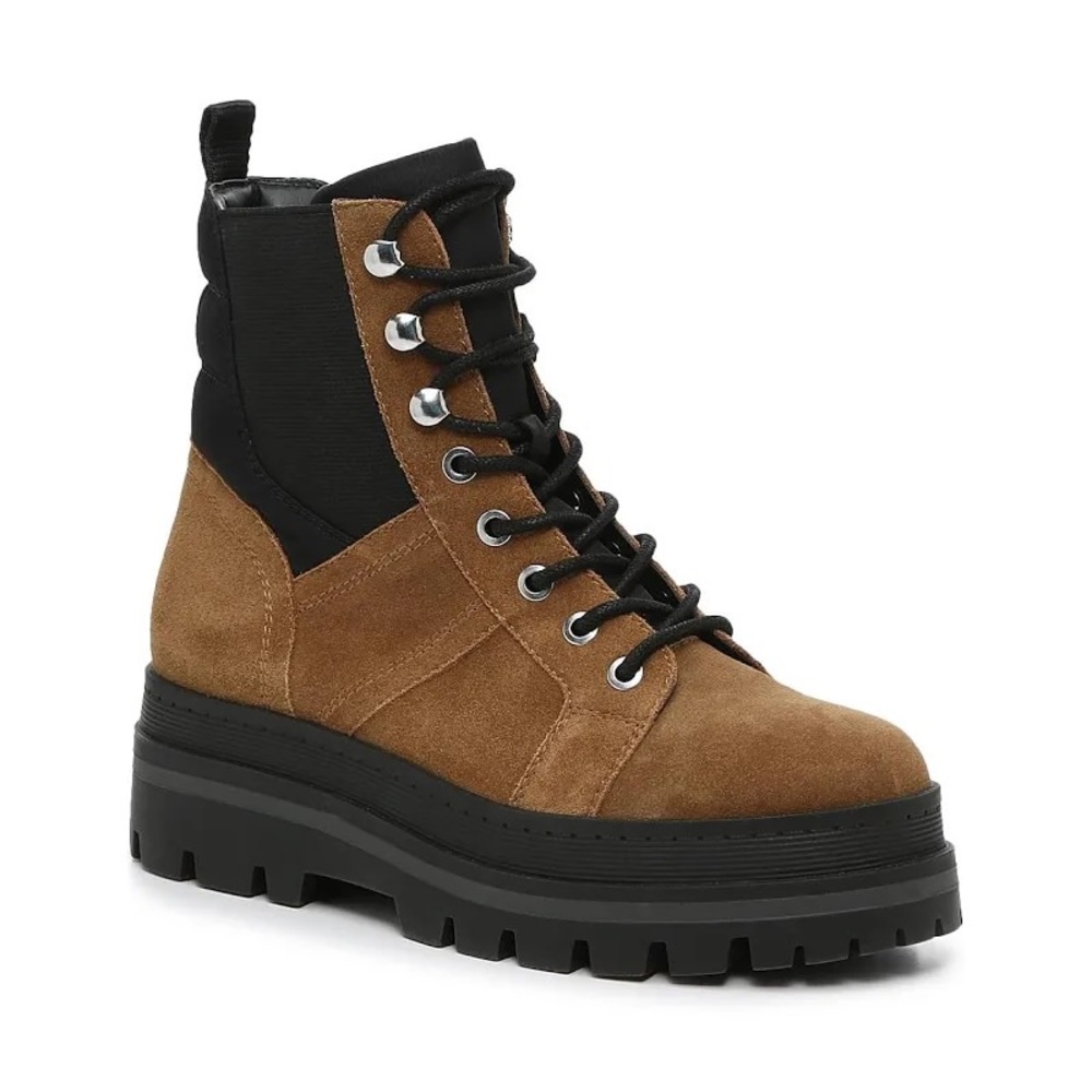 Marc Fisher Tan and Black Lace-Up Boots